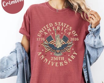 Comfort Colors USA 250th Anniversary Shirt, USA Flag Vintage T-Shirt, Usa 250th anniversary Independence Day Tee, 4th of July Patriotic Gift