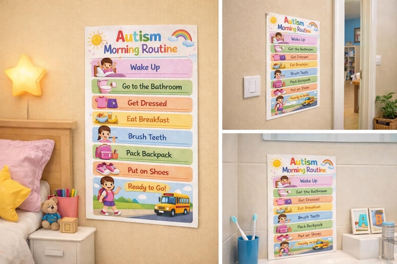 Autism Morning Routine Chart | Visual Schedule for Kids (digital ...