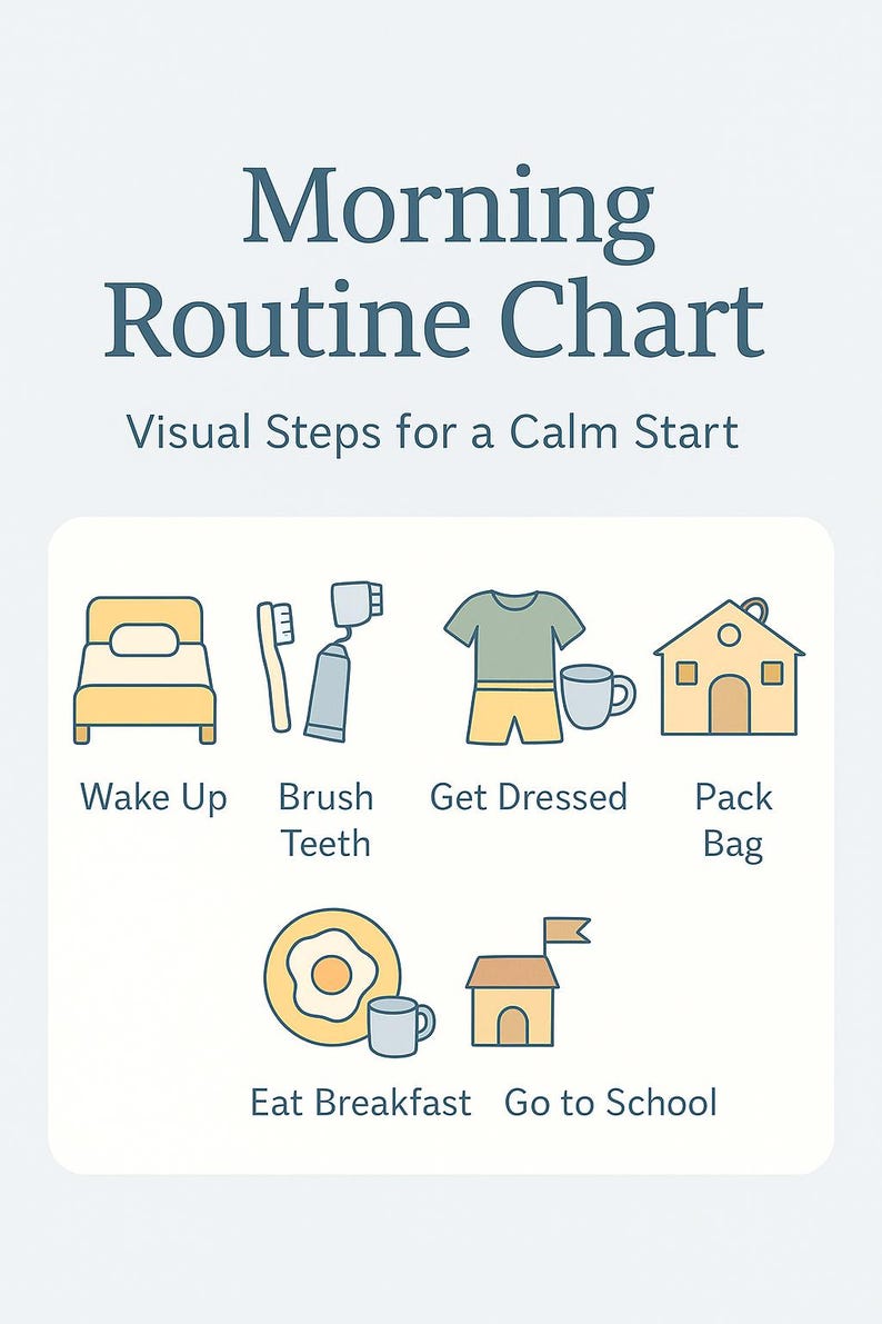 Kids Morning Routine Chart: Visual Aid for Autism & ADHD (printable) - Etsy