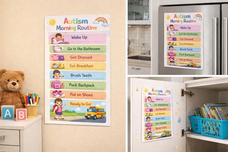 Autism Morning Routine Chart | Visual Schedule for Kids (digital ...