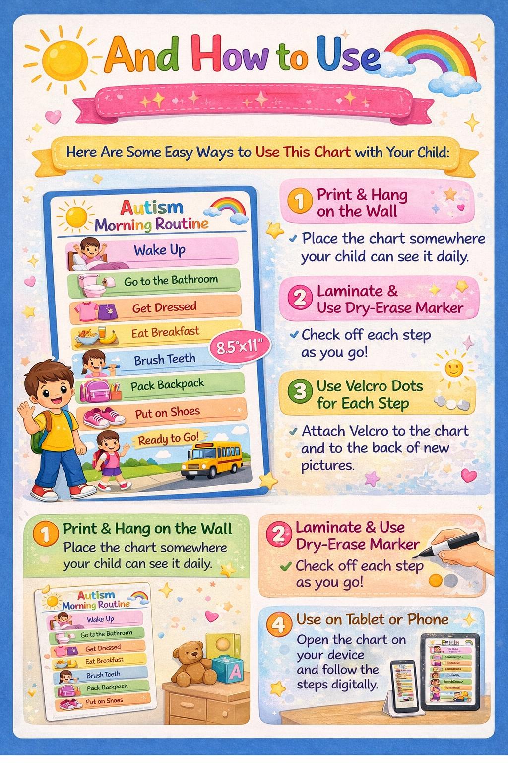 Autism Morning Routine Chart | Visual Schedule for Kids (digital ...