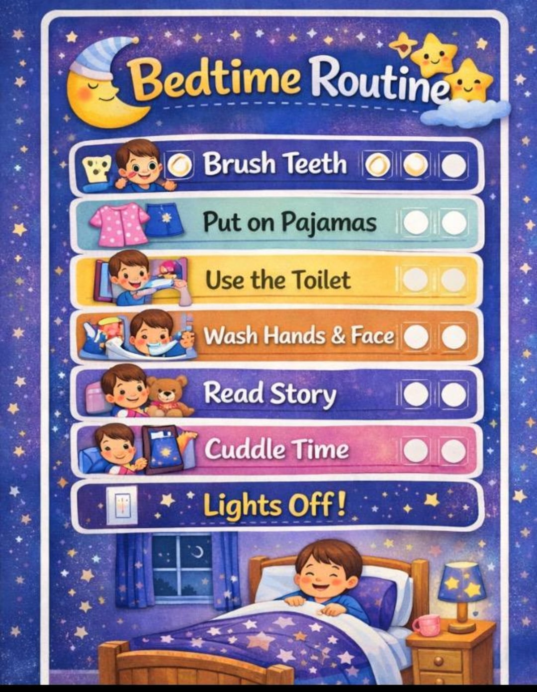 Visual Bedtime Routine Chart – Autism & ADHD Friendly (digital Download ...