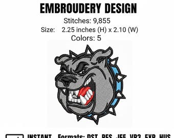 Angry Bulldog Mascot Embroidery Design – 4x4 Hoop (Digital Download)