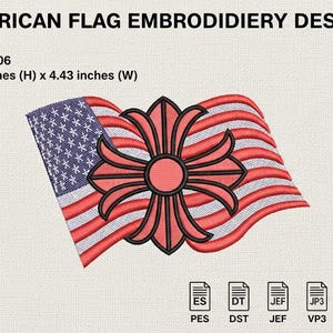 American Flag Embroidery Design – USA Hat Patch (4.4 Inch) (Instant Download)