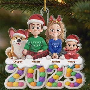 Personalized 2025 Christmas Birthday Gifts For Family, Dog Cat Lovers, Couple With Pet, Family Of 3 4 5, Custom Acrylic Ornament