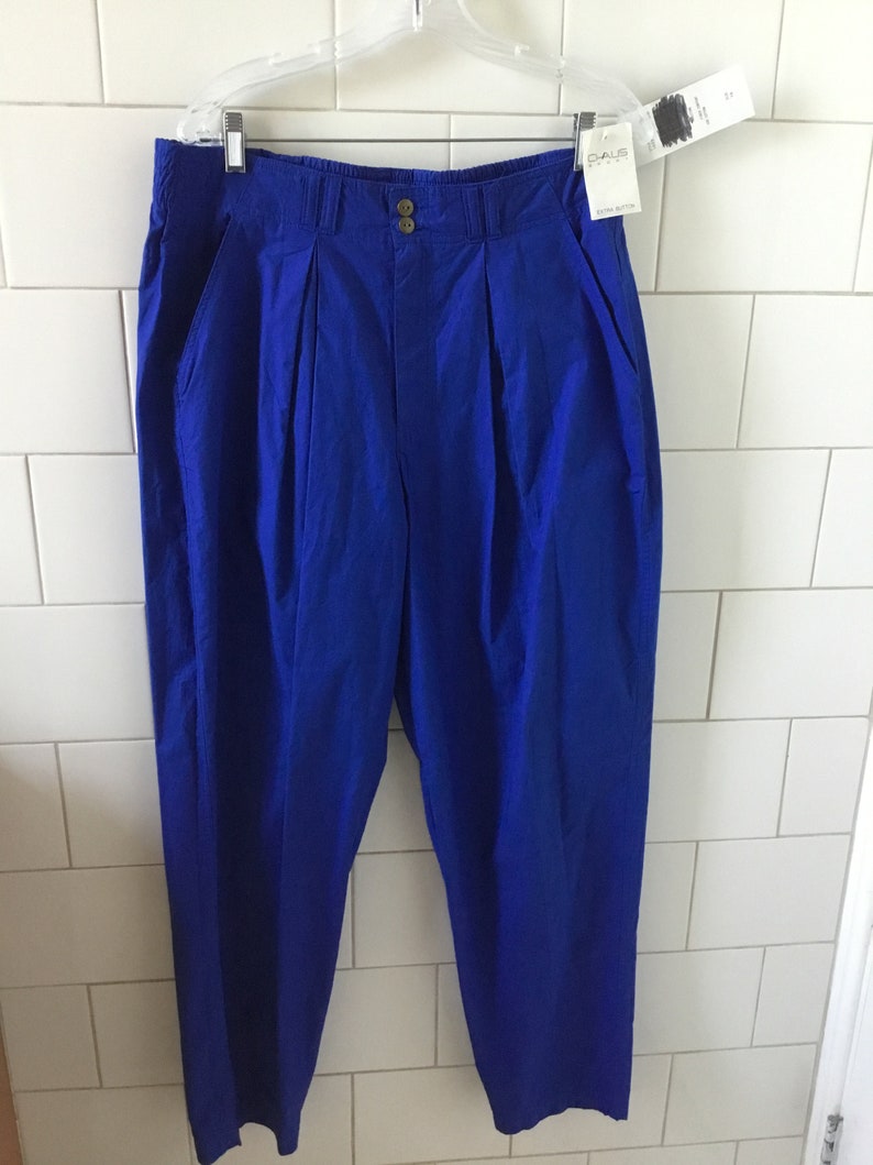 Chaus Sport Vintage Deadstock 1990's Womens blauwe katoenen broek maat 16 afbeelding 1