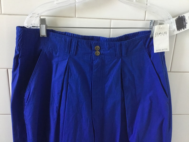 Chaus Sport Vintage Deadstock 1990's Womens blauwe katoenen broek maat 16 afbeelding 2