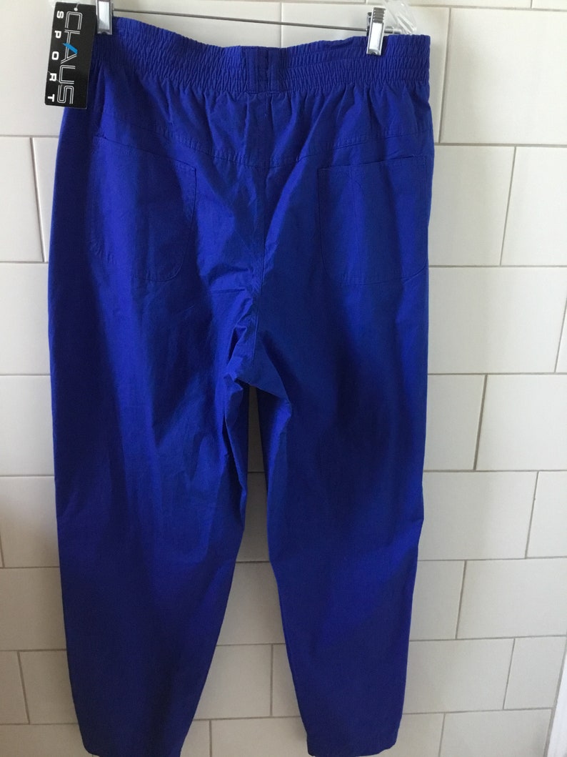 Chaus Sport Vintage Deadstock 1990's Womens blauwe katoenen broek maat 16 afbeelding 4