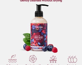 Deyga Wild Berry Body Wash | Hydrating Natural Body Cleanser | Moisturizing Shower Gel | Vegan Skincare