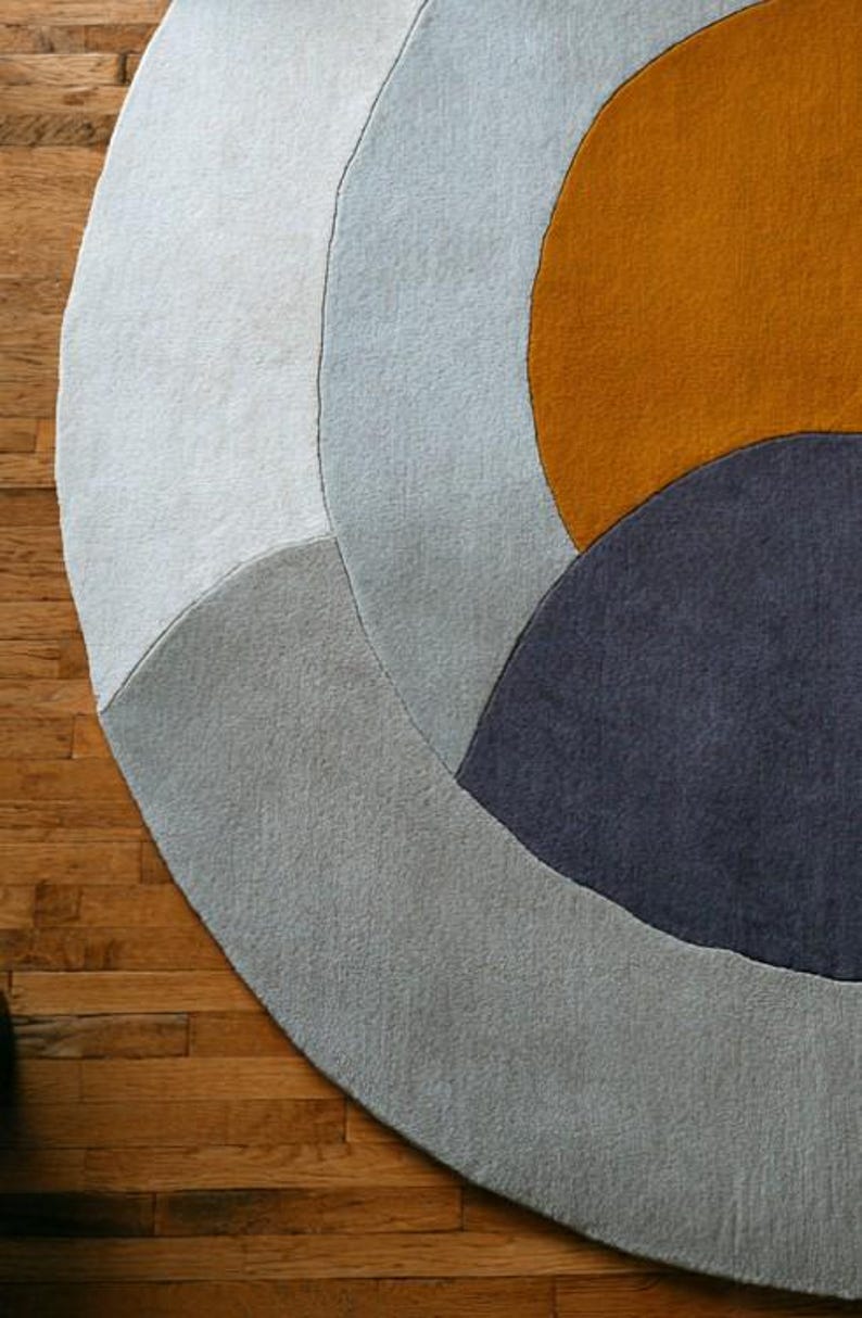 Arc Rug Modern Half-moon Arc Rug With Sculpted Geometric Layers in Mustard ...