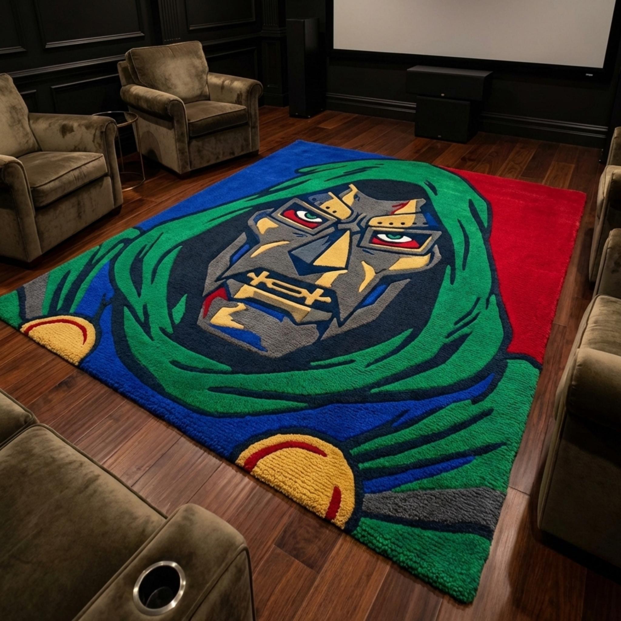 Doctor Doom Inspired Area Rug – Hand Tufted Wool Supervillain Face Rug ...
