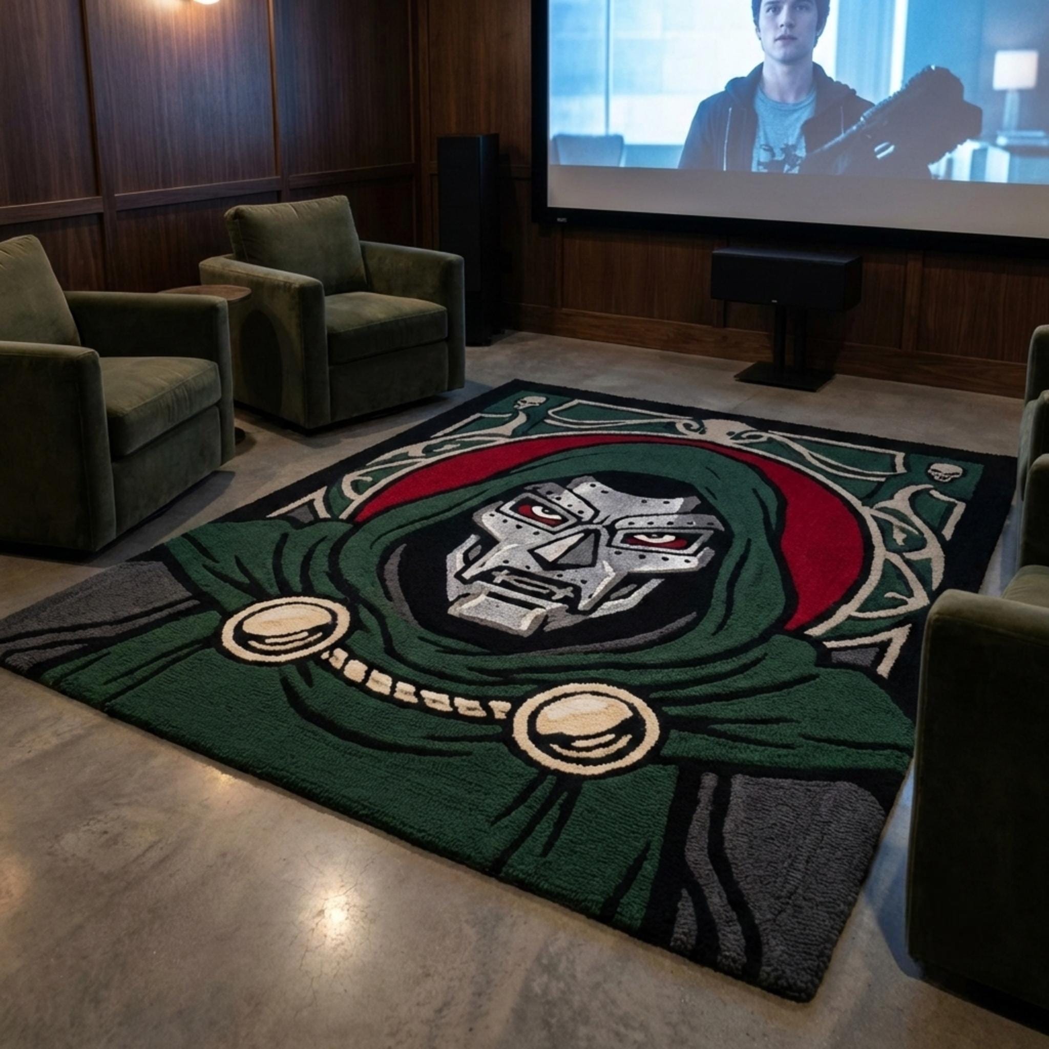 Doctor Doom Inspired Area Rug – Hand Tufted Wool Supervillain Face Rug ...