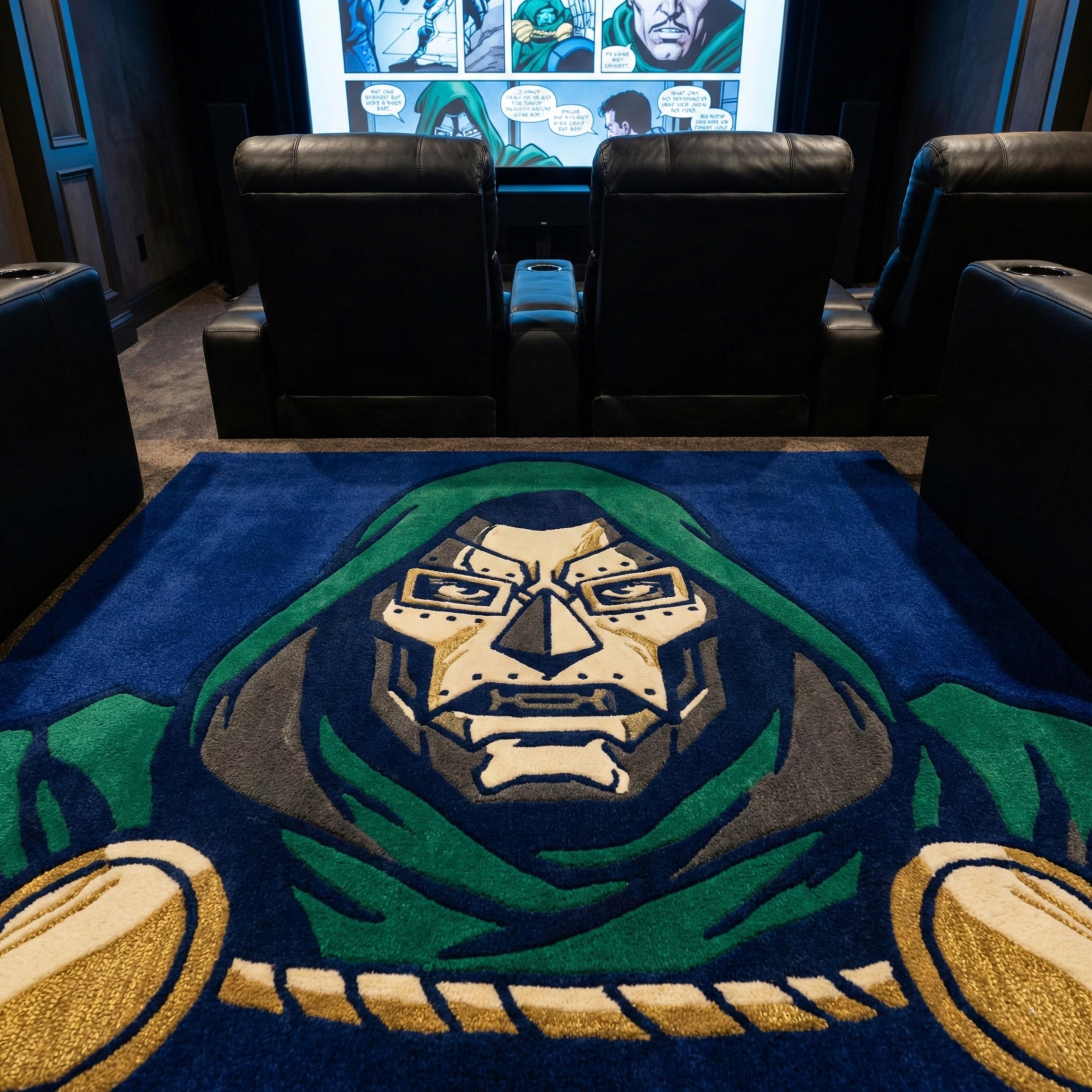 Doctor Doom Inspired Area Rug – Hand Tufted Wool Supervillain Face Rug ...