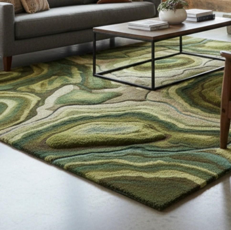 Earthy Landscape Rug With Moss Texture | Nature-inspired Moss Effect ...