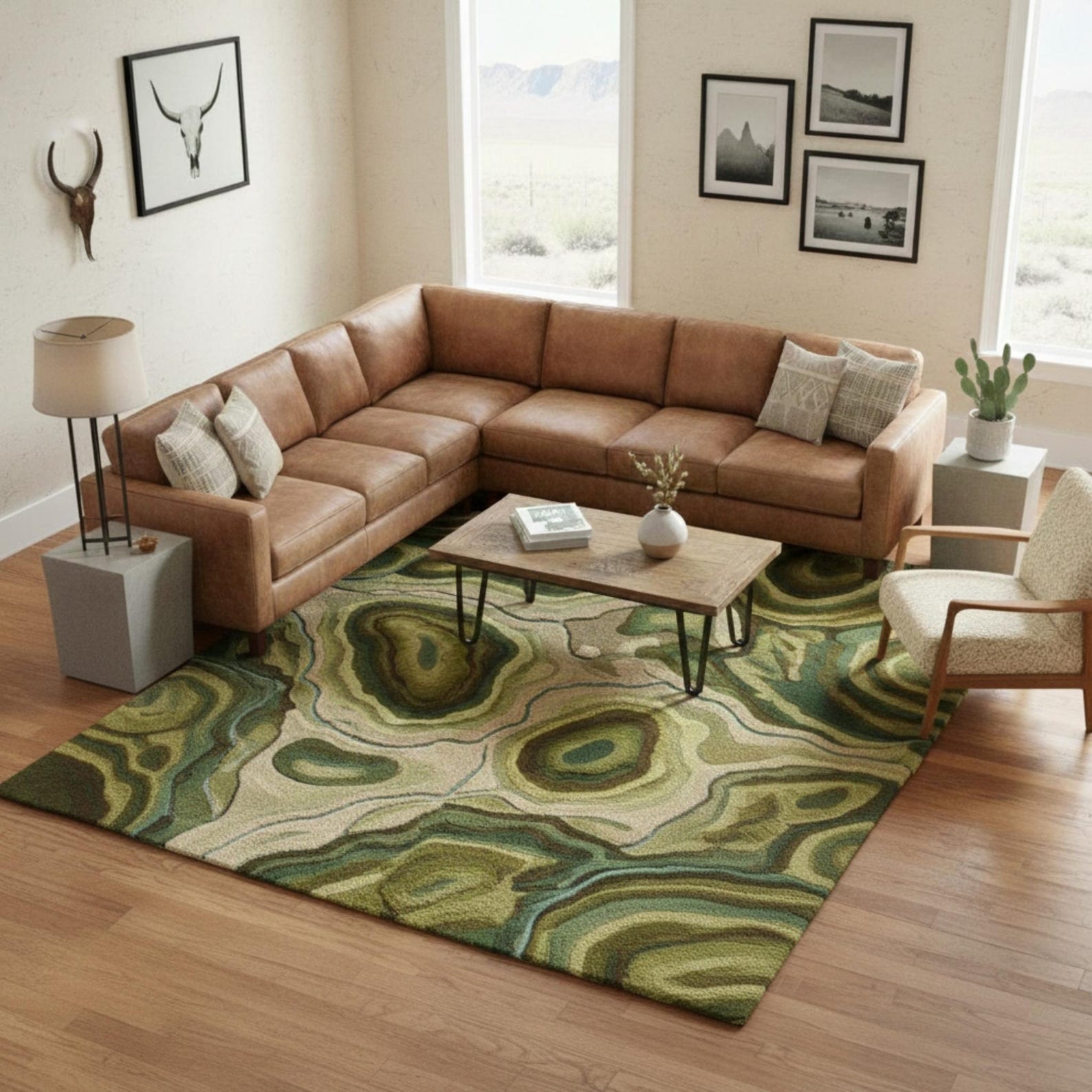 Earthy Landscape Rug With Moss Texture | Nature-inspired Moss Effect ...