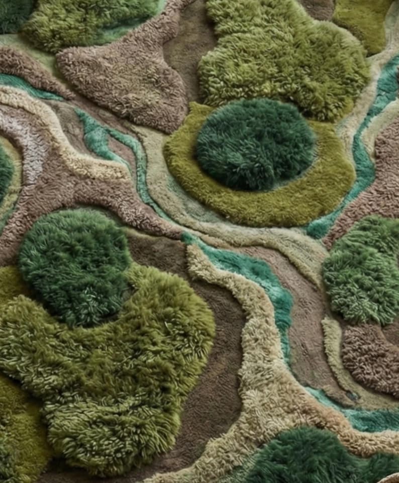 Nature-inspired Moss Forest Hand Tufted Rug | Ultra-soft 3D Moss ...