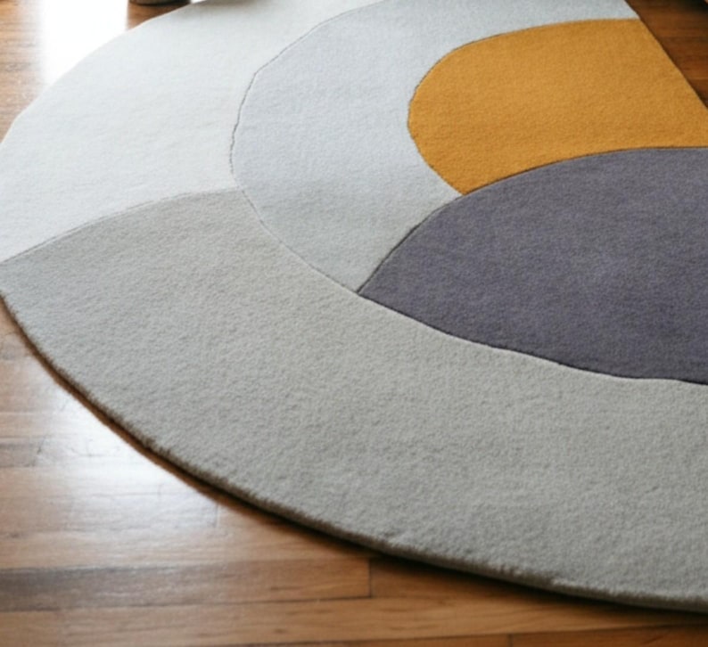 Arc Rug Modern Half-moon Arc Rug With Sculpted Geometric Layers in Mustard ...