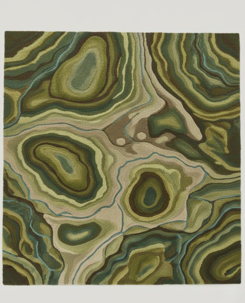 Earthy Rug Patterns Earthy Landscape Rug With Moss Texture | Nature-inspired Moss Effect ...