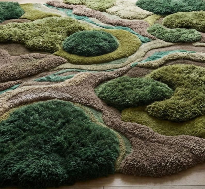 Nature-inspired Moss Forest Hand Tufted Rug | Ultra-soft 3D Moss ...