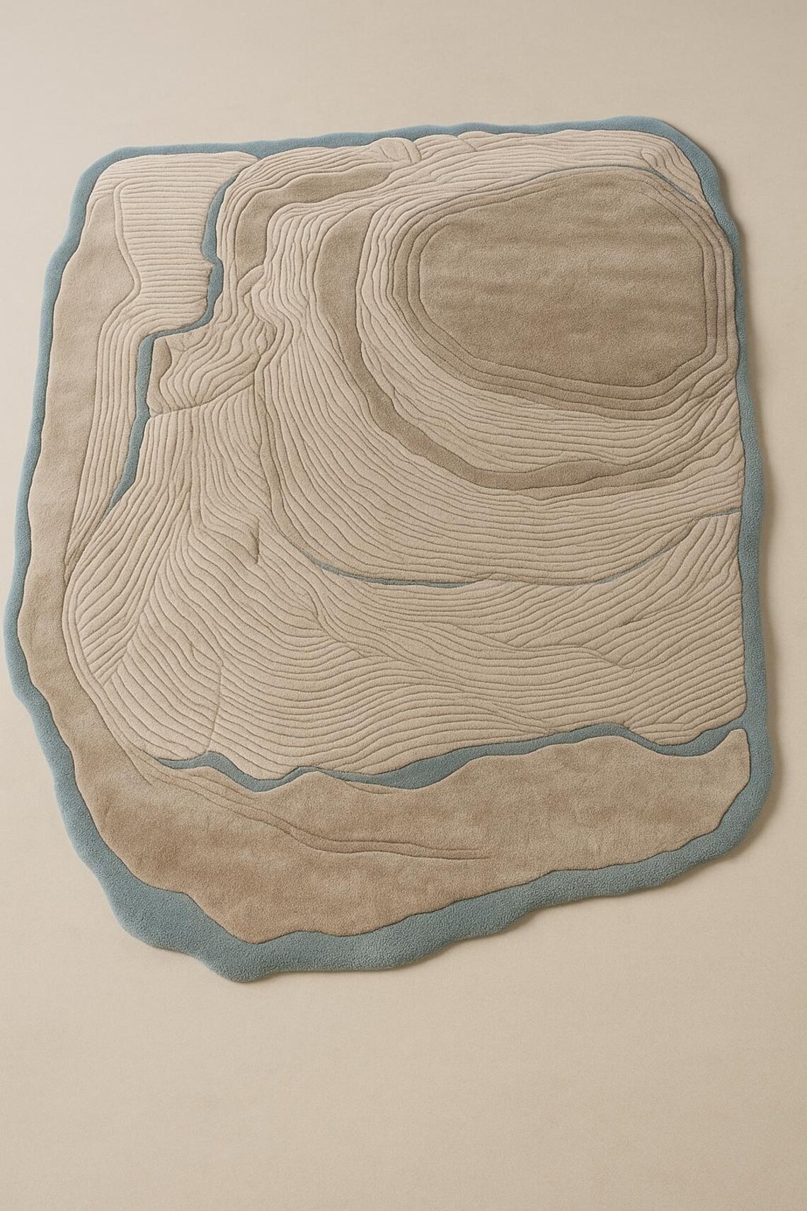 Topography Rug Pattern Topography and Coastal Organic Shape Multi-level Pile Hand-tufted Rug ...