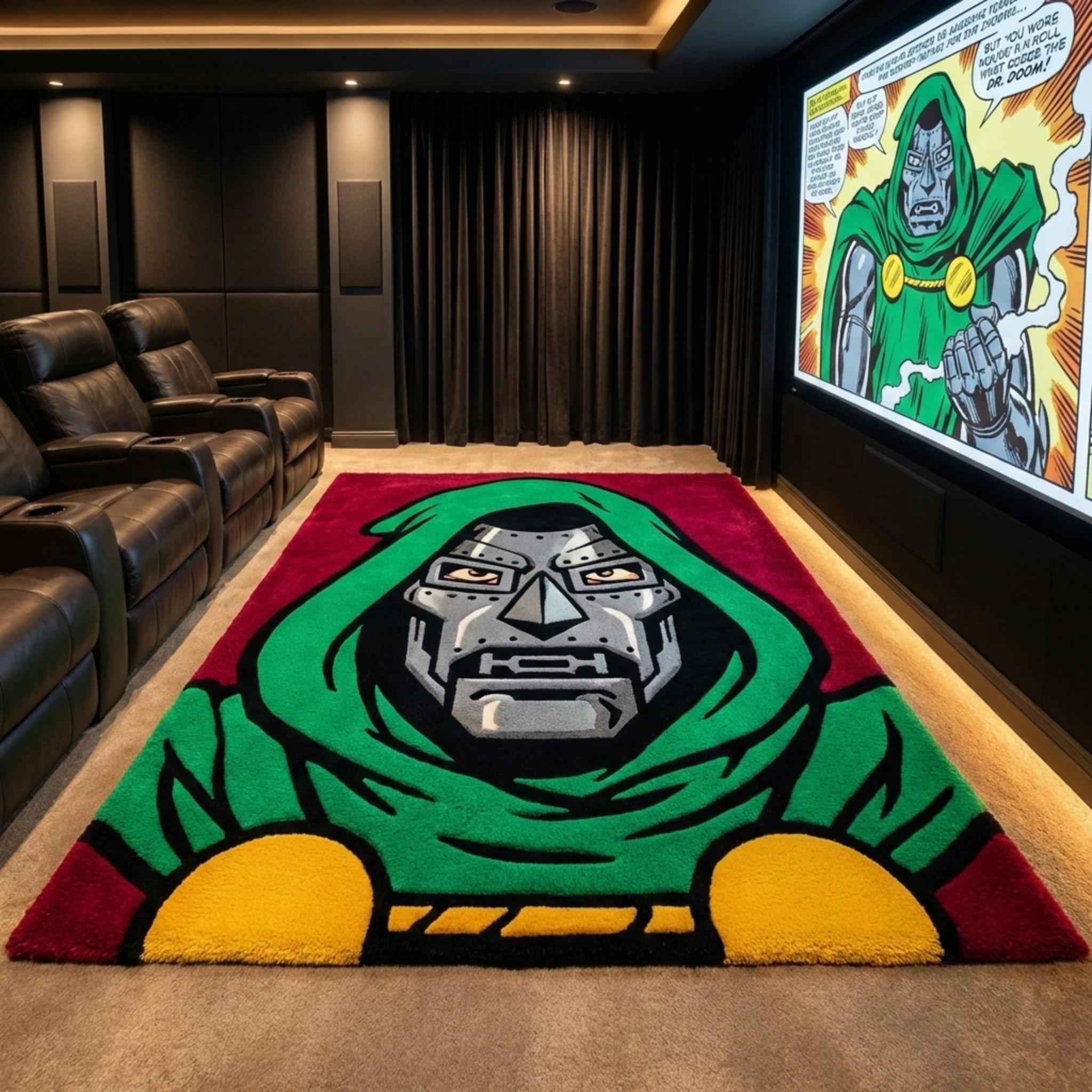 Doctor Doom Inspired Area Rug – Hand Tufted Wool Supervillain Face Rug ...