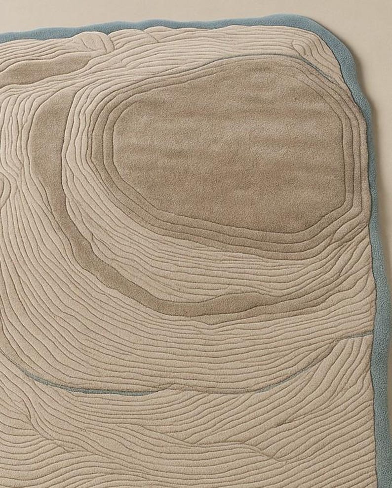 Topography and Coastal Organic Shape Multi-level Pile Hand-tufted Rug ...
