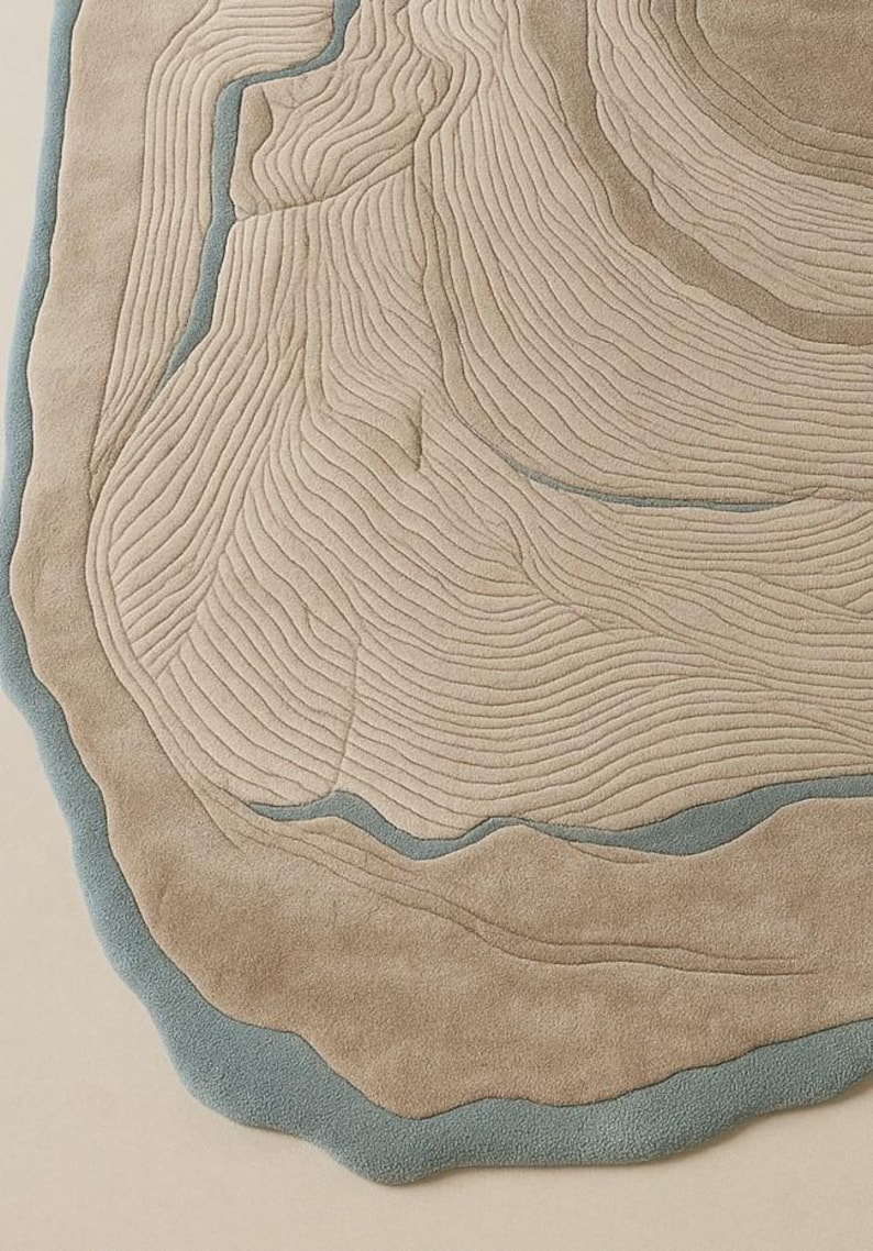 Topography and Coastal Organic Shape Multi-level Pile Hand-tufted Rug ...