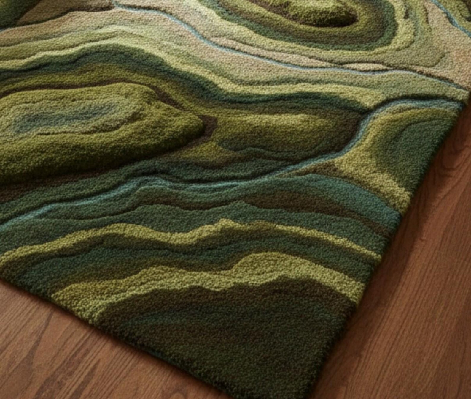 Earthy Landscape Rug With Moss Texture | Nature-inspired Moss Effect ...