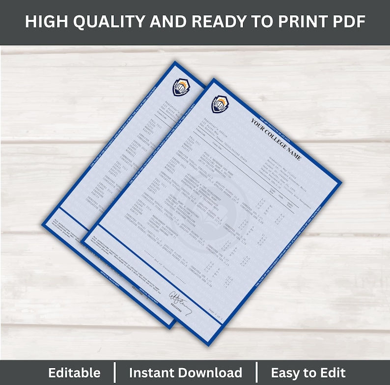 College Transcript Template | Fillable University Academic Record ...