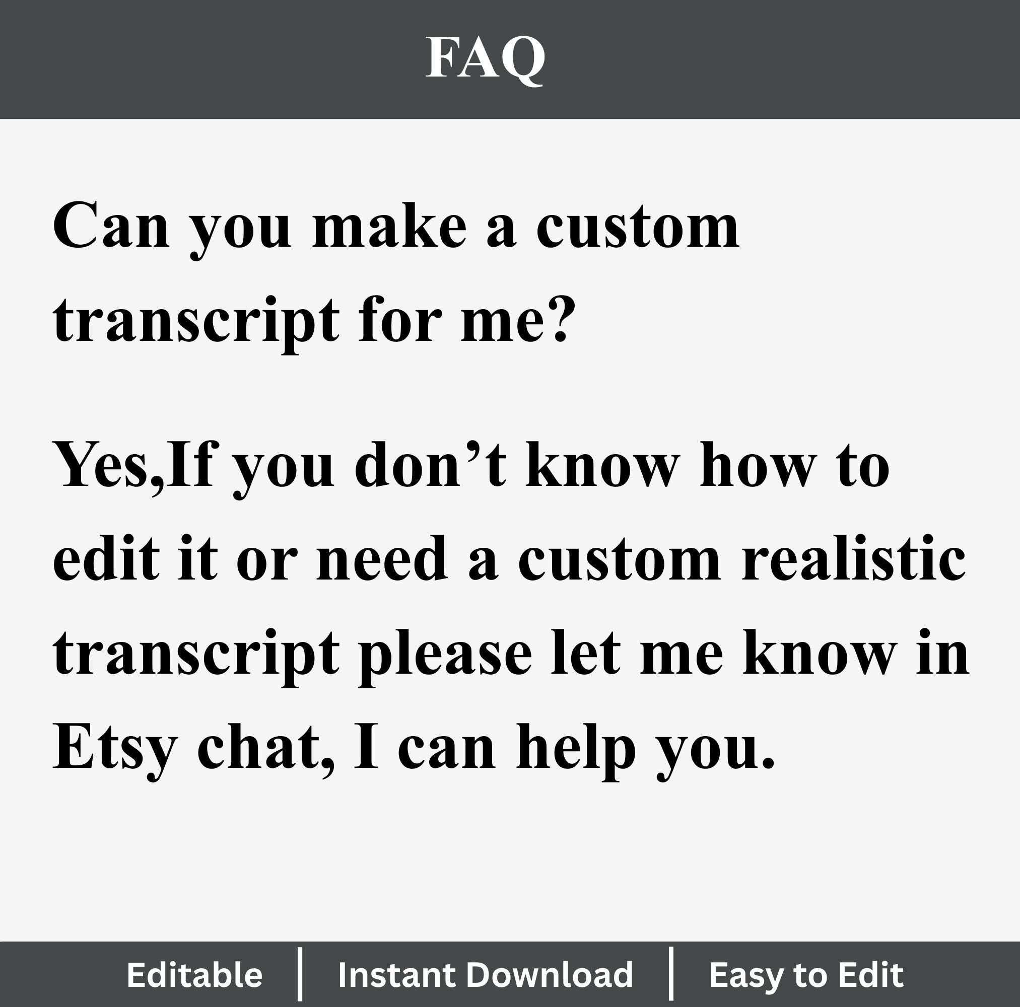 College Transcript Template | Fillable University Academic Record ...