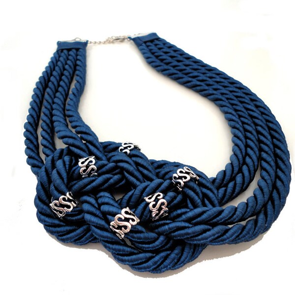 Navy Blue Nautical Sailor's Knot Necklace-made to order