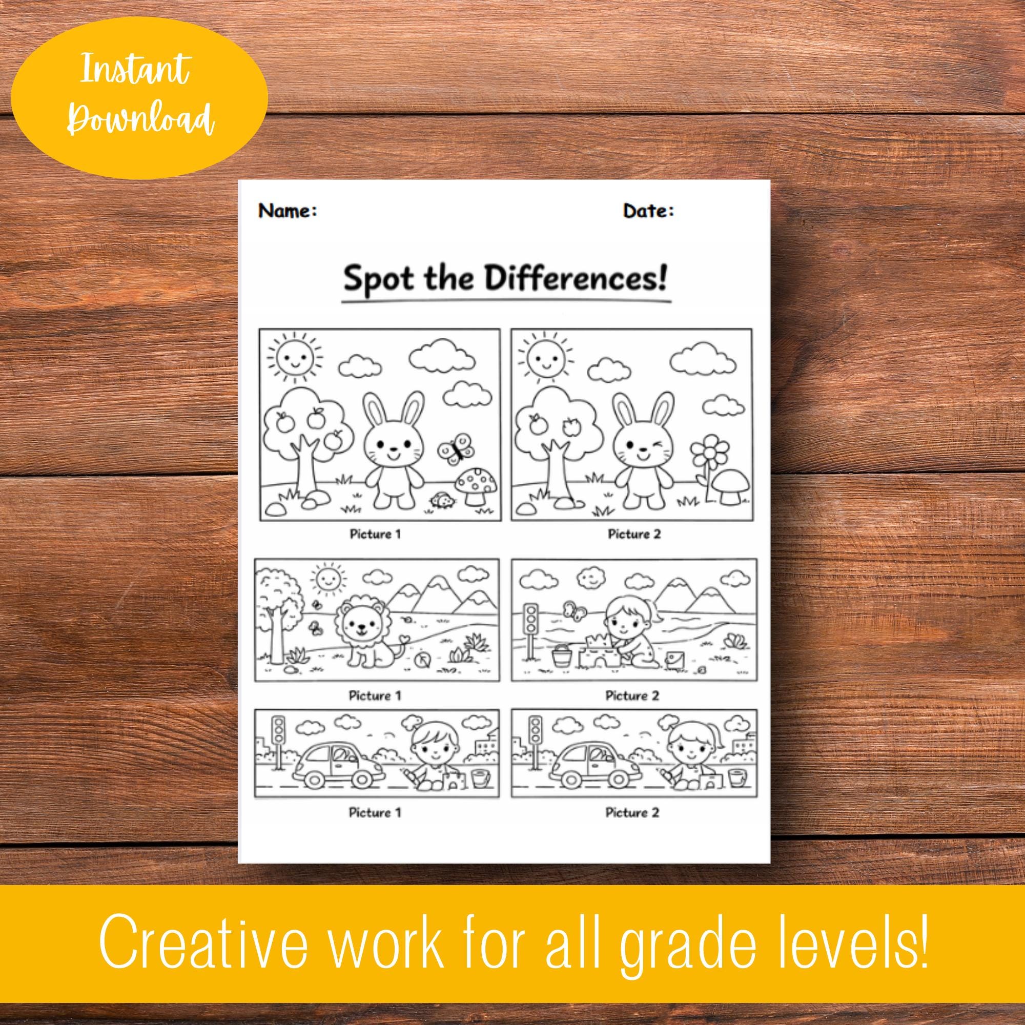 Spot the Difference Worksheet for Kids: Find the Differences Printable ...