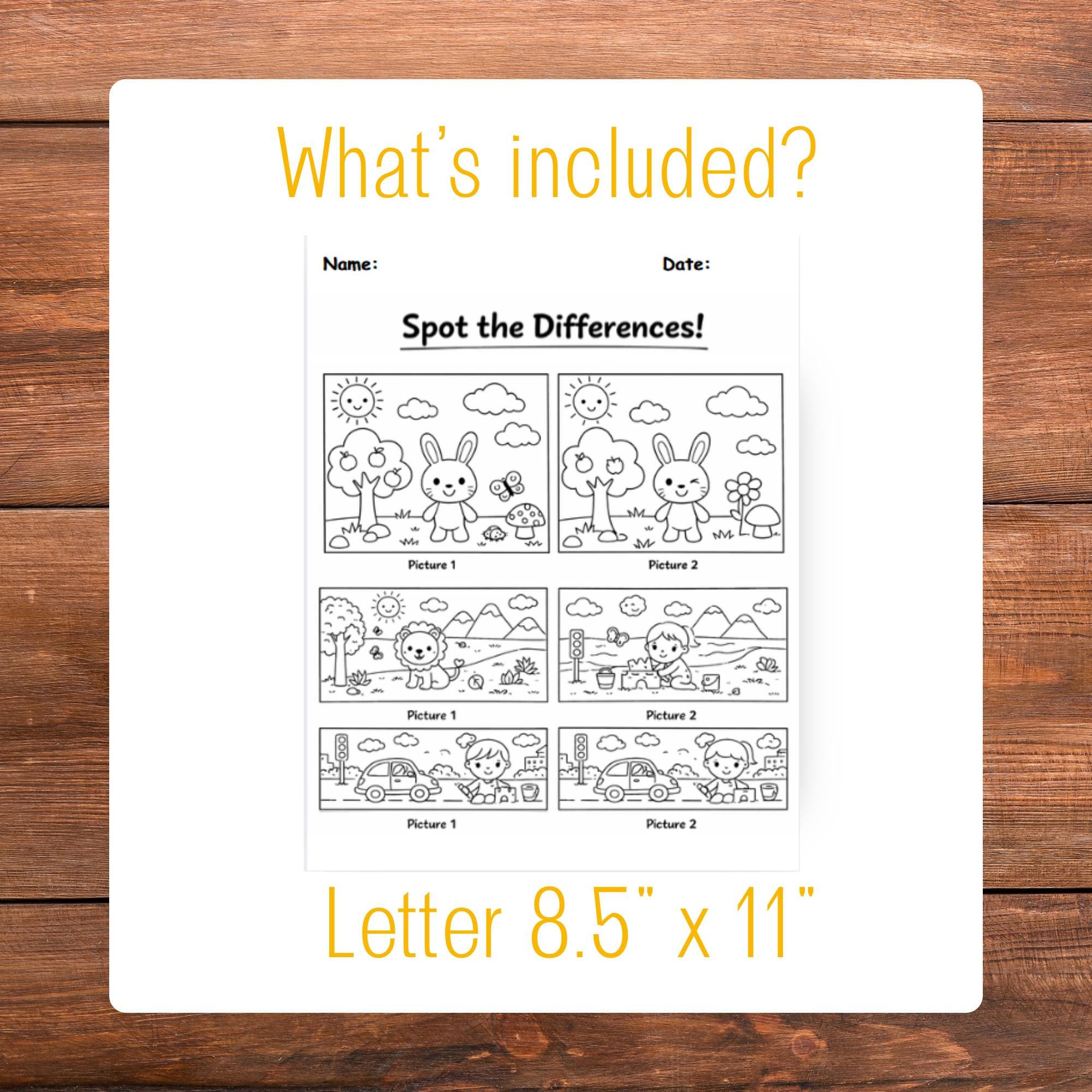 Spot the Difference Worksheet for Kids: Find the Differences Printable ...