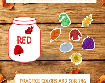 Fall Jar Sorting Activity, Printable Autumn Sorting Game for Kids, Classroom, and Homeschool, Fall activities, Learning Activities and Games
