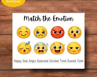 Stem de emoji af op de emotie: voorschoolse gevoelens passend werkblad, sociaal-emotionele leeractiviteit, thuisonderwijs en klaslokaal