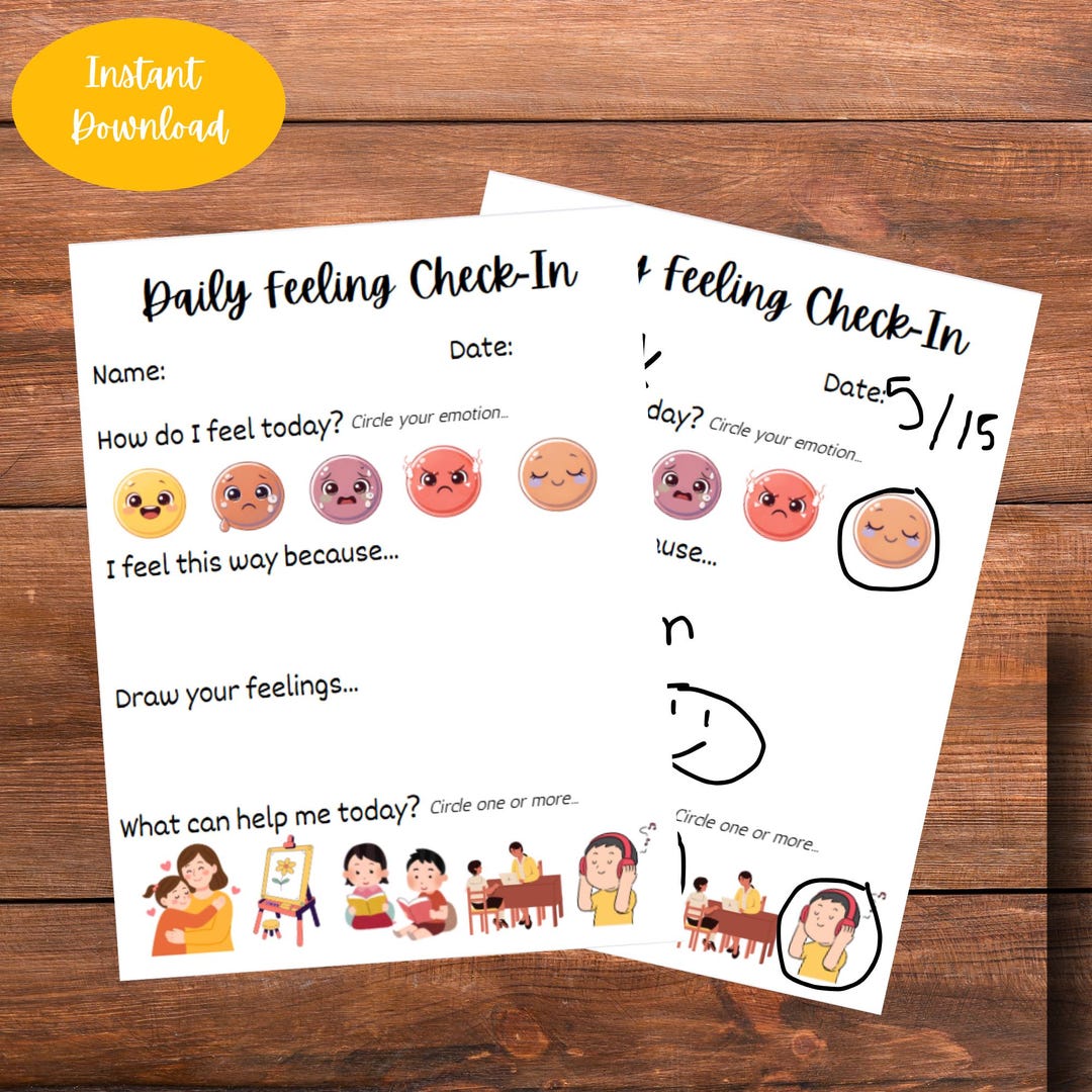 Daily Feelings Check-in Worksheet for Preschool & Kindergarten ...