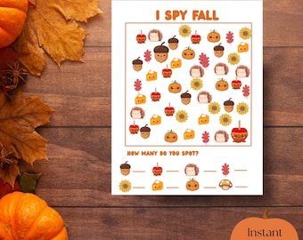 I Spy Fall Activity: Printable Autumn Worksheet for Kids (PDF)