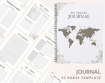 Printable Travel Planner Template, Customizable Vacation Organizer (31 Page PDF)，Travel Itinerary