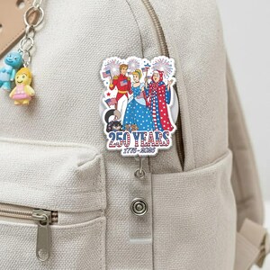 USA 250th Anniversary Cinderella Disney Badge Reel: Patriotic 1776 American Flag Retractable ID Holder JDL106-3