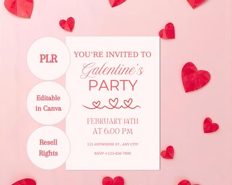 PLR Galentine’s Day Invitation Canva Template | Editable & Resell Rights
