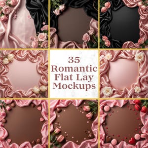 35 Valentine’s Day Flat Lay Mockups for Etsy | Romantic Canva Mockups | Digital Product Images
