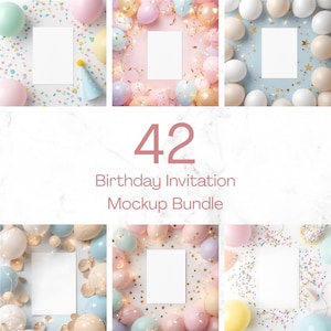 Birthday Invitation Mockup Bundle | 42 Pastel & Colorful 5x7 Card Mockups (Digital Download)