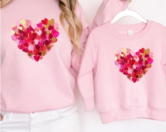 Valentines Day Matching Sweatshirt, Mummy and Me  Kids Sweater, Heart Shirt