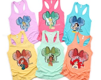 Personalized Disneyland Tank, Princess Group Tank Tops, Disney Girls Trip Tank Top