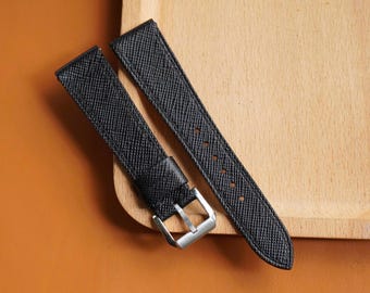 Klockarmband i saffianoläder, anpassningsbar armbandsstorlek, 24 mm, 23 mm, 22 mm, 21 mm, 20 mm, 19 mm, 18 mm