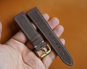Brunt klockarmband i nubuckkalvskinn – Handgjort specialdesignat läderarmband