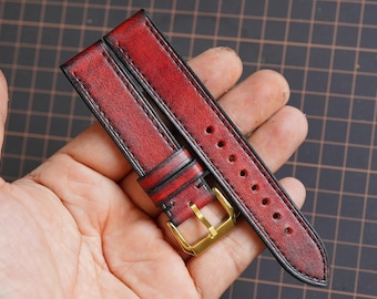 Rött vegetabiliskt garvat läderarmband: Handgjort armband