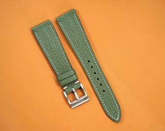Handmade Olive Green Mill Leather Watch Strap-Sizes 24mm 23mm 22mm 21mm 20mm 19mm 18mm