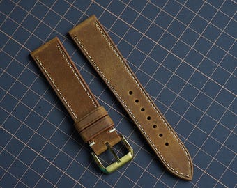 Brunt vaxat läderarmband – Anpassningsbart handgjort klockarmband