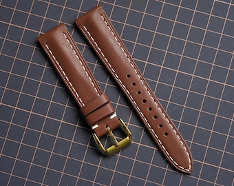 Brunt läderarmband, anpassningsbara armbandsstorlekar, 24 mm, 23 mm, 22 mm, 21 mm, 20 mm, 19 mm, 18 mm
